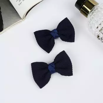 Зажимы для волос «Школьница», набор 2 шт., текстура, 6 см, синие