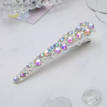 Зажим для волос "Сияние" 8 см, серебро