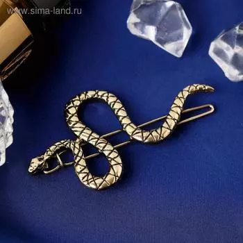 Зажим для волос «Змейка», 6 см, золото