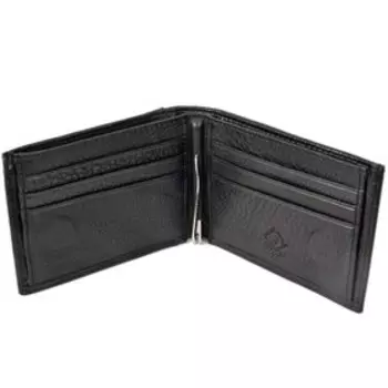 Зажим, отдел для карт(7)/купюр/монет, цвет черный 11х8х2см