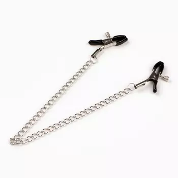 Зажимы для сосков с цепочкой 30 см, винтовой, металл, черный