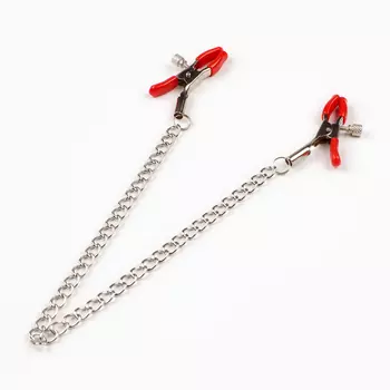Зажимы для сосков с цепочкой 30 см, винтовой, металл, красный