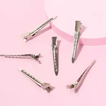 Зажимы для волос, набор - 6 шт., 7(±1) см, серебристый