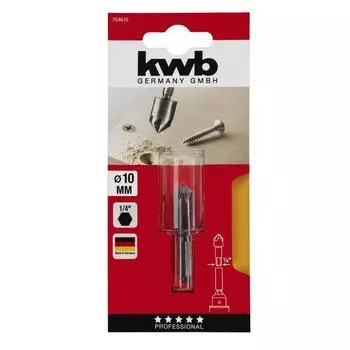 Зенкер шестигранный KWB WS, d=10 мм, шестигранный хвостовик d=1/4", угол конуса 90°