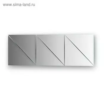 Зеркальная плитка с фацетом 10 мм, - комплект 6 шт треугольник 20 х 20 см, серебро Evoform