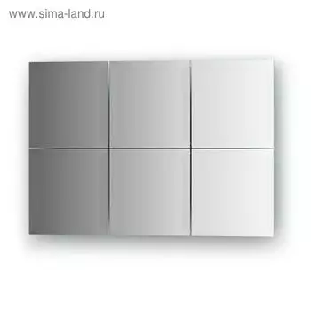 Зеркальная плитка с фацетом 15 мм, - комплект 6 шт квадрат 15 х 15 см, серебро Evoform