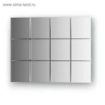 Зеркальная плитка с фацетом 5 мм, - комплект 12 шт квадрат 10 х 10 см, серебро Evoform