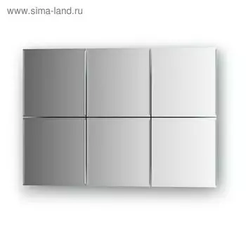 Зеркальная плитка с фацетом 5 мм, - комплект 6 шт квадрат 15 х 15 см, серебро Evoform