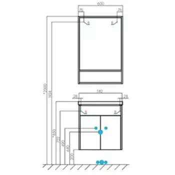 Зеркальный шкаф AQUATON Флай 60 белый, дуб крафт 1A237602FA860