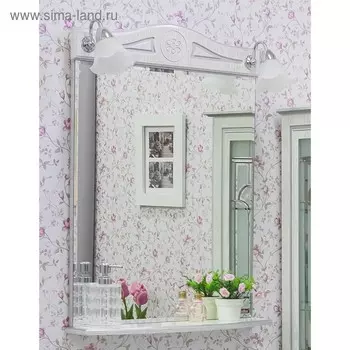 Зеркало Адель 65 белый/патина серебро