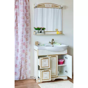 Зеркало Sanflor «Адель 82», цвет белый/патина золото