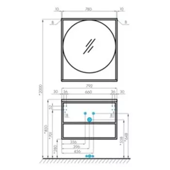 Зеркало Aquaton «Лофт Фабрик 80», цвет дуб эндгрейн