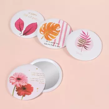 Зеркало «Цветы», d 7 см, рисунок МИКС