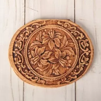 Зеркало «Цветы», на шарнирах, береста