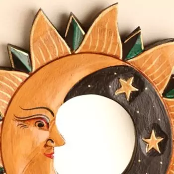 Зеркало дерево "День и ночь" 24х24х1,5 см