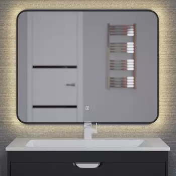 Зеркало для ванной Uperwood Modul, 65х80 см, сенсорная кнопка, черное, теплая подсветка