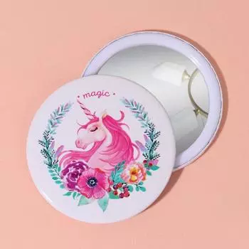 Зеркало карманное «Единороги», d=7.5 см, разноцветное