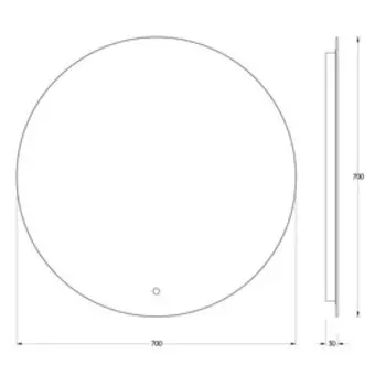 Зеркало Evororm с LED-подсветкой, сенсорный выключатель, 18W, 70х70 см, тёплый белый свет