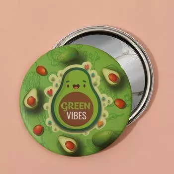 Зеркало карманное Green Vibes, d=7 см, зелёное