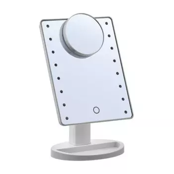 Зеркало Harizma h10522, настольное, косметическое, подсветка, увеличение 5Х, 27х17 см, 4хАА