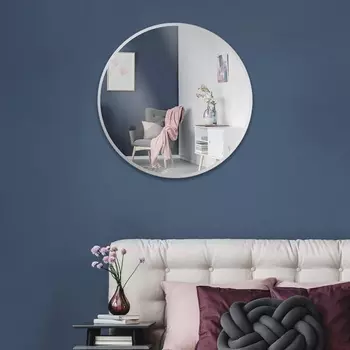 Зеркало интерьерное настенное круглое «Рубин», c окантовкой, d=50 см, цвет белый