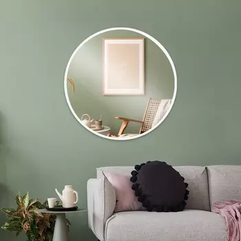 Зеркало интерьерное настенное «Рубин», круглое, c окантовкой, d=60 см, цвет белый