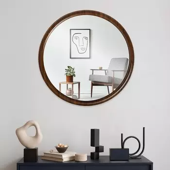 Зеркало интерьерное настенное «Рубин», в деревянной раме, круг d=70 см, цвет тёмное дерево