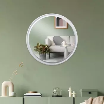 Зеркало интерьерное настенное «Рубин», в деревянной раме, круг d=70 см, цвет цвет белый