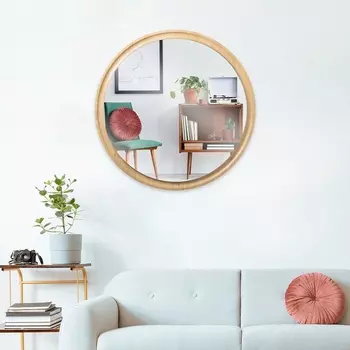 Зеркало интерьерное настенное «Рубин», в деревянной раме, круг d=70 см, цвет светлое дерево