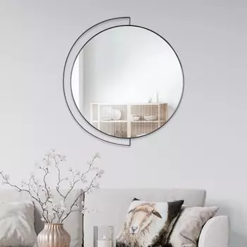 Зеркало интерьерное настенное «Рубин», в круглом корпусе из металла, с ободом, d=46 см, цвет чёрный