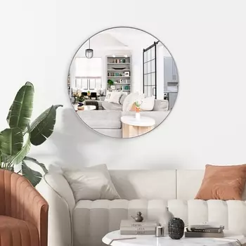 Зеркало интерьерное настенное «Рубин», в круглом корпусе из металла, d=50.5 см, цвет белый