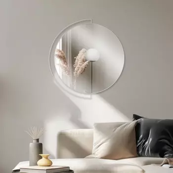 Зеркало интерьерное настенное «Рубин», в круглом корпусе из металла, с ободом, d=46 см, цвет белый