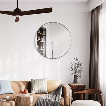 Зеркало интерьерное настенное «Рубин», в круглом корпусе из металла, d=50.5 см, цвет белое золото