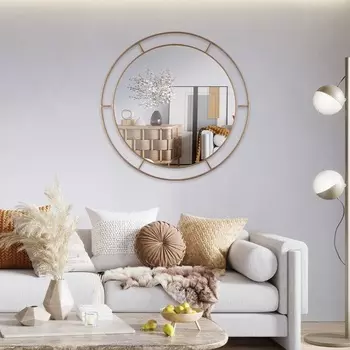 Зеркало интерьерное настенное «Рубин», в круглом корпусе из металла, с ободом, d=60 см, цвет белое золото