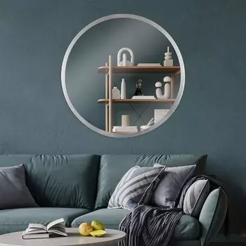 Зеркало интерьерное настенное «Рубин», в круглом корпусе из металла, d=60 см, цвет серебро