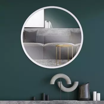 Зеркало интерьерное настенное «Рубин», в круглом корпусе из металла, d=70 см, цвет белый