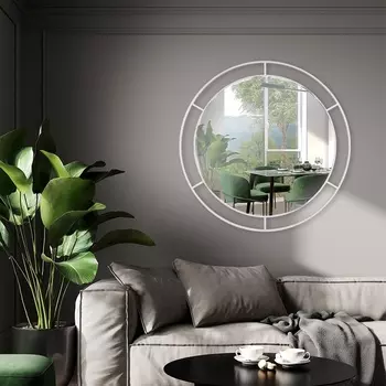 Зеркало интерьерное настенное «Рубин», в круглом корпусе из металла, с ободом, d=60 см, цвет белый