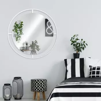 Зеркало интерьерное настенное «Рубин», в круглом корпусе из металла, с ободом, d=60 см, цвет белый