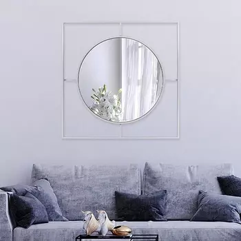 Зеркало интерьерное настенное «Рубин», в квадратном корпусе из металла, 8080 см, цвет белый