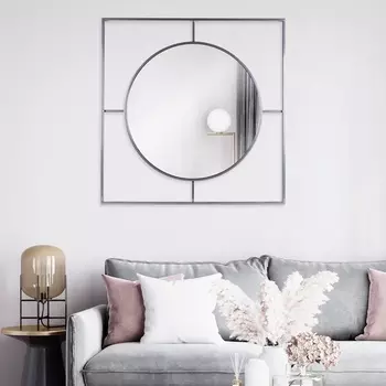 Зеркало интерьерное настенное «Рубин», в квадратном корпусе из металла, 8080 см, цвет серебро хром