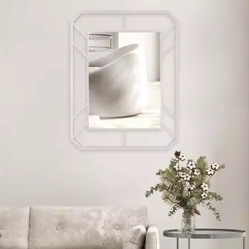 Зеркало интерьерное настенное «Рубин», в прямоугольном корпусе из металла, 91.571 см, цвет белый