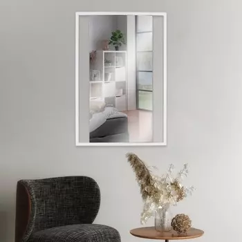 Зеркало интерьерное настенное «Рубин», в прямоугольном корпусе из металла, 6343 см, цвет белый