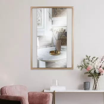 Зеркало интерьерное настенное «Рубин», в прямоугольном корпусе из металла, 6343 см, цвет белое золото