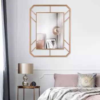 Зеркало интерьерное настенное «Рубин», в прямоугольном корпусе из металла, 91.571 см, цвет белое золото