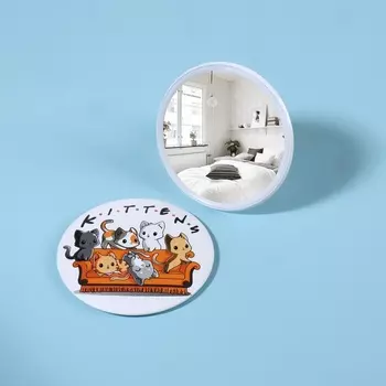Зеркало карманное KITTENS, d=7 см, разноцветное