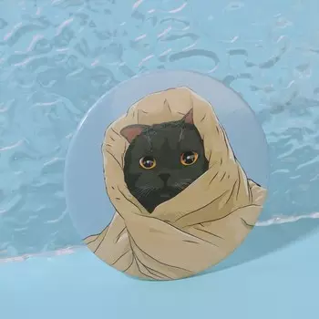 Зеркало карманное «Кот», d=7 см, разноцветное