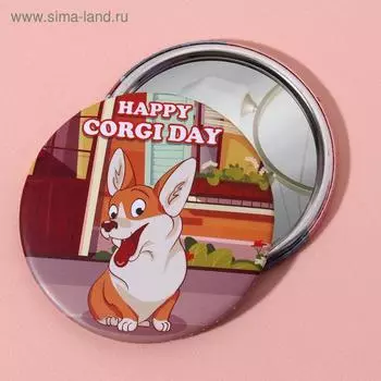 Зеркало карманное «Корги», d=7 см, разноцветное