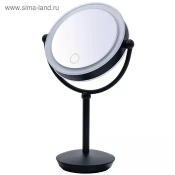 Зеркало косметическое настольное Moana RIDDER, LED, сенсор, цвет чёрный, 1х/5х-увеличение