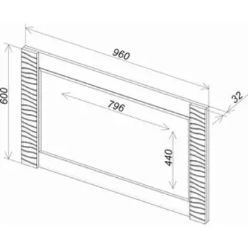 Зеркало Монако 960х600х32 ясень белый/F12