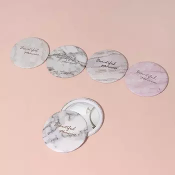 Зеркало «Мрамор», d 7,5 см, рисунок МИКС